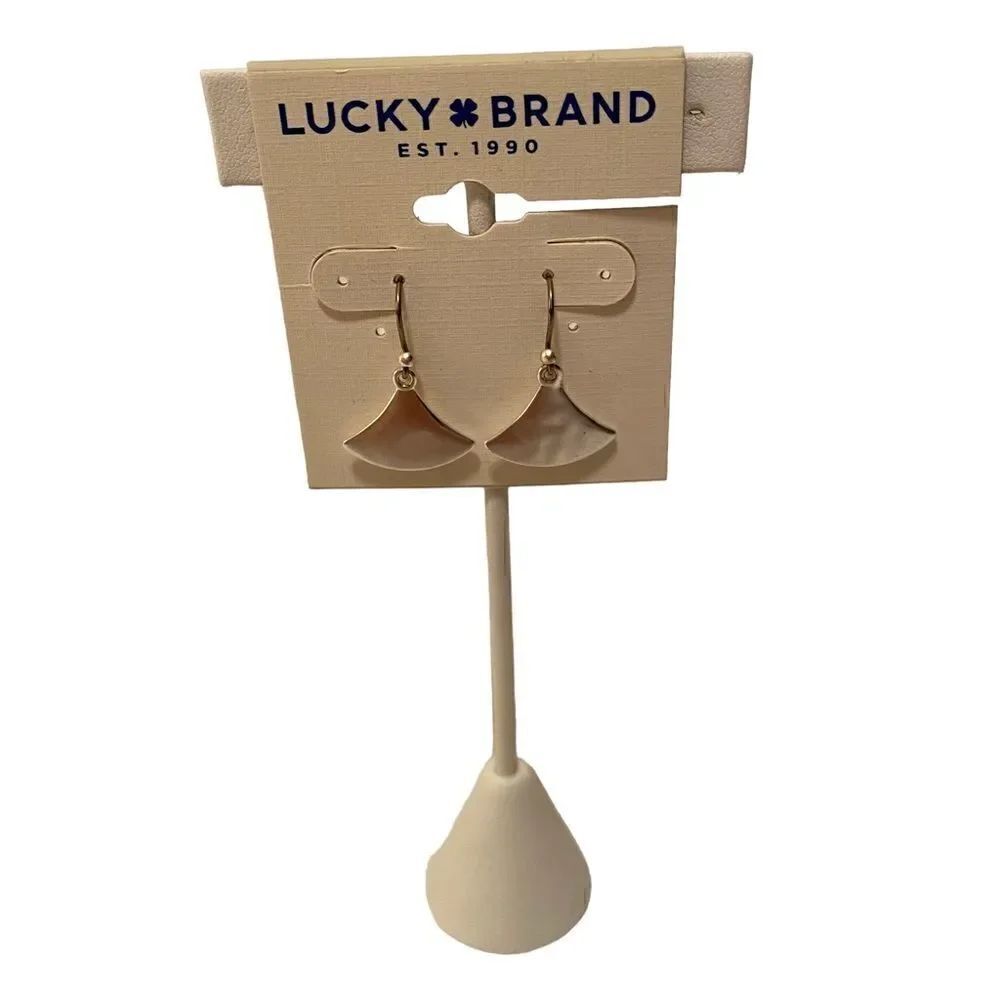 Lucky Brand Hammered Matte Silver Fan Drop Earrings.